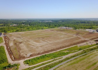 Construction of the cover system at the consolidation area, which holds material removed from the lake, is substantially complete.