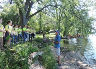 Guest speaker Charles Driscoll, Ph.D., Syracuse University Professor of Environmental Systems, speaks to students about the history and ecology of Onondaga Lake.