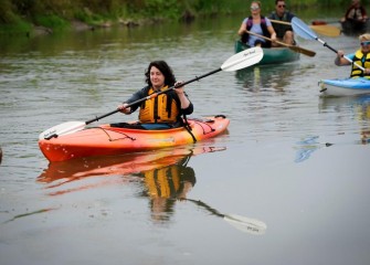 Lauren D’Hollander, of Washington, D.C. , enjoys the leisurely paddle along the creek.