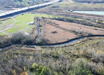 Geddes Brook (left), a tributary of Nine Mile Creek