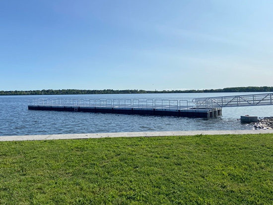 The fishing pier extends nearly 100 feet into deeper sections of Onondaga Lake, making fishing accessible to people without a boat.